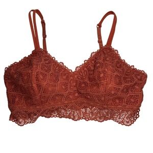 Rust Lace Bralette Top Women's M Adjustable Straps Sexy Boho Crochet Maurice's